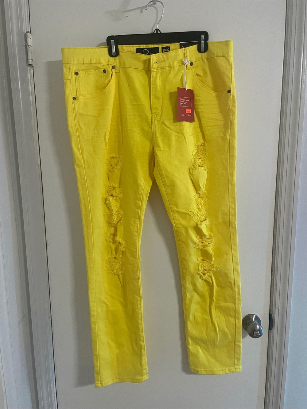Bright Yellow Distressed Men’s Jeans